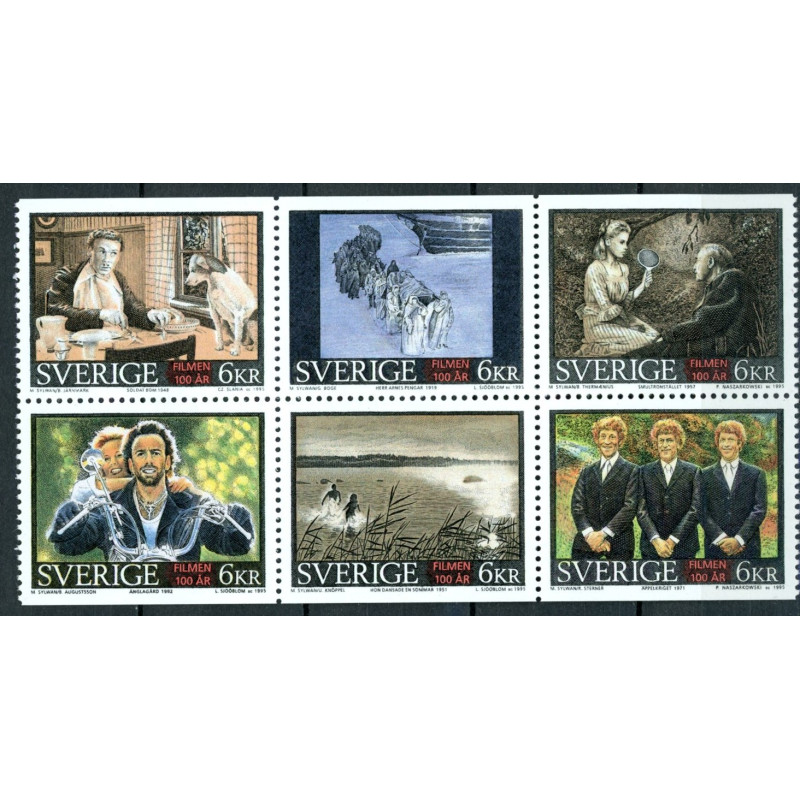 Sverige 1995. Filmen i 100 år, AFA 1828-33, postfrisk stemplet  hæfte FDC