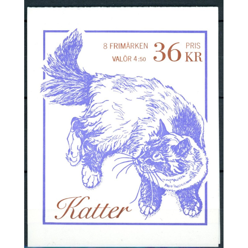 Sverige. 1994. Katte. AFA nr. 1747-50 postfrisk sammentryk Stemplet hæfte FDC parstykkke SWEDEN **/o