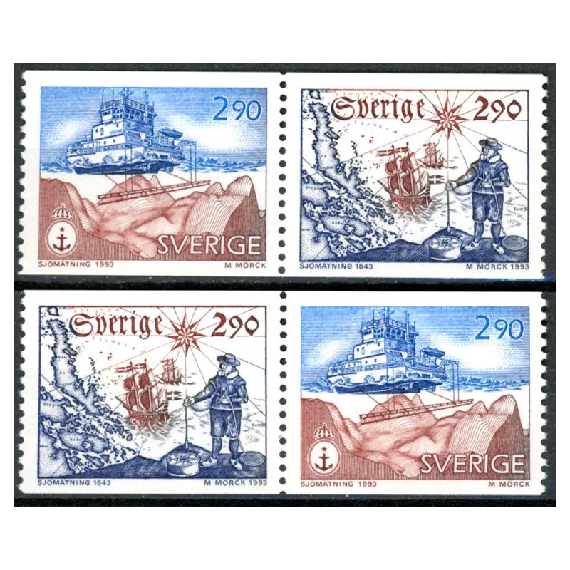 Sverige. 1993. Havopmålning. AFA nr. 1725-26 postfrisk sammentryk Stemplet hæfte FDC parstykkke SWEDEN **/o