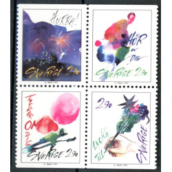 Sverige. 1993. Brevhilsner. AFA nr. 1713-16 postfriske sammentryk Stemplet hæfte FDC parstykkke SWEDEN **/o