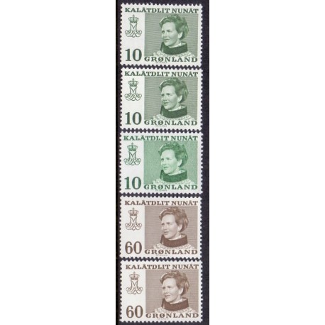 1973. 10 og 60 Øre Dr. Margrethe (Cz. Slania) AFA. nr. 84-85, 84-85F, samt 84aF postfrisk