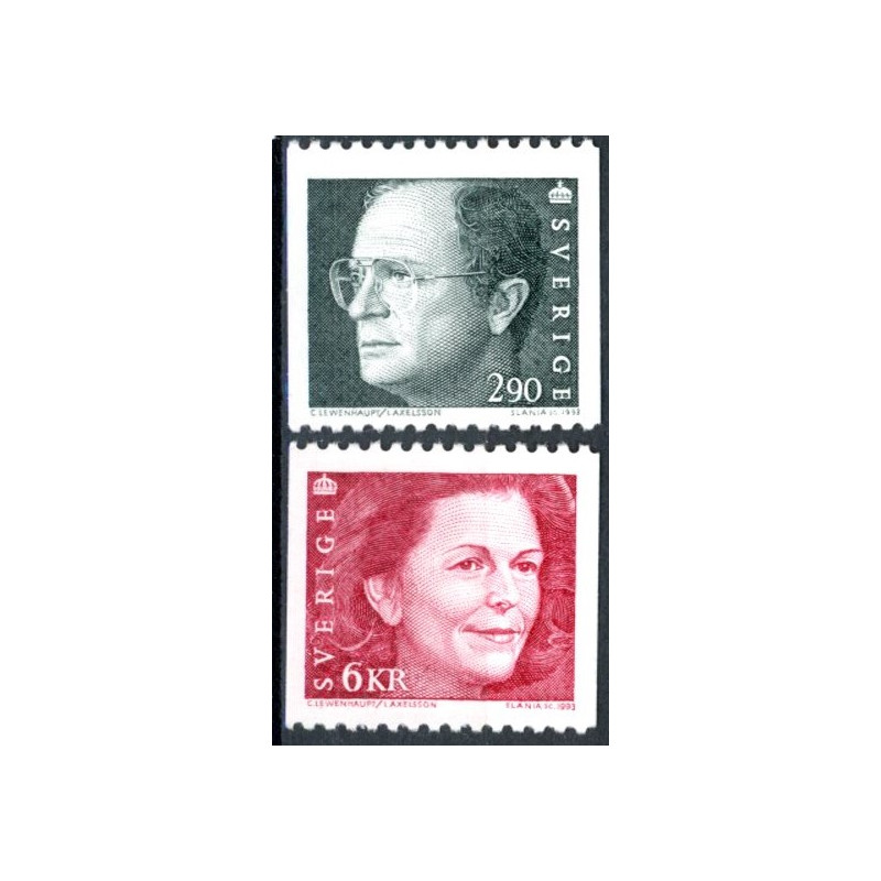 Sverige. 1993 Kong Carl & Dr. Silvia. AFA nr. 1686-87 postfrisk  Stemplet hæfte FDC parstykkke SWEDEN **/o