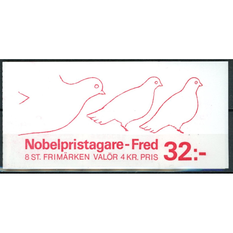 Sverige. 1991. Nobel fredspris. AFA nr. 1627-30  postfrisk 4-stribe Stemplet hæfte FDC parstykkke SWEDEN **/o