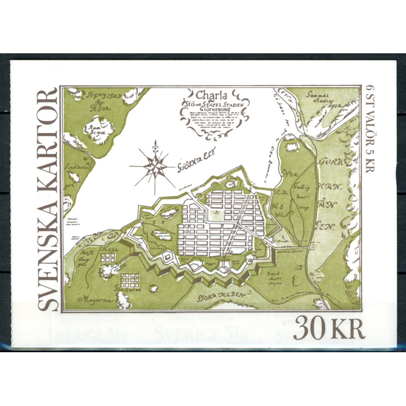 Sverige. 1991. Svenske kort. AFA nr. 1589-94  postfrisk sammentryk Stemplet hæfte FDC parstykkke SWEDEN **/o