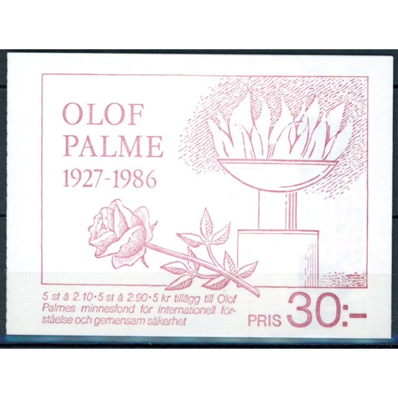 Sverige. 1986. Oluf Palme mindeudgave. AFA nr. 1368-69 postfrisk parstykke Stemplet hæfte FDC parstykkke SWEDEN **/o