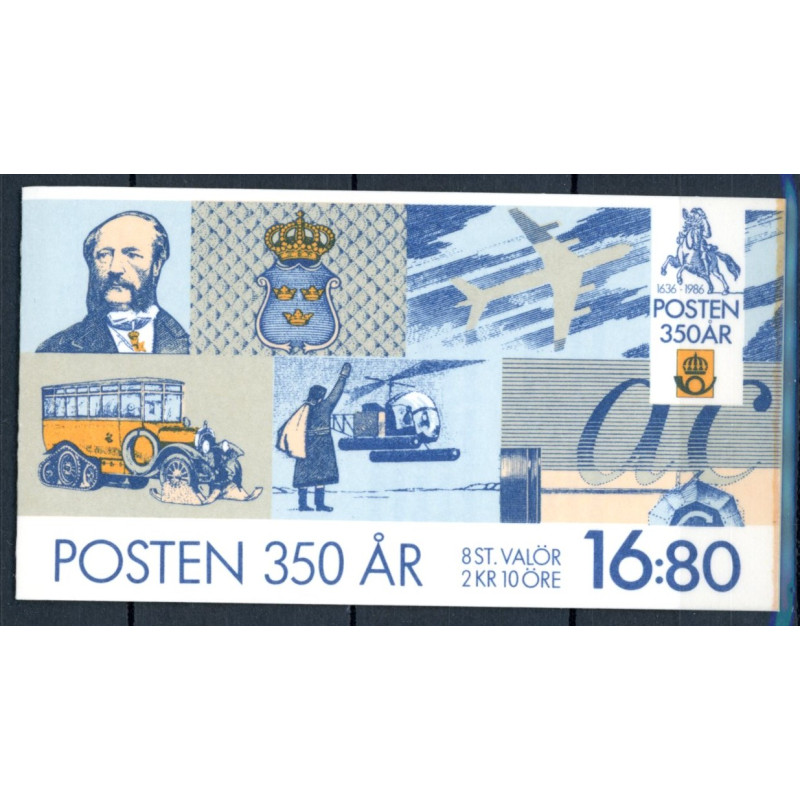Sverige. 1986. Postvæsen 350-års jubi. AFA nr. 1365 postfrisk hæfte Stemplet hæfte FDC parstykkke SWEDEN **/o