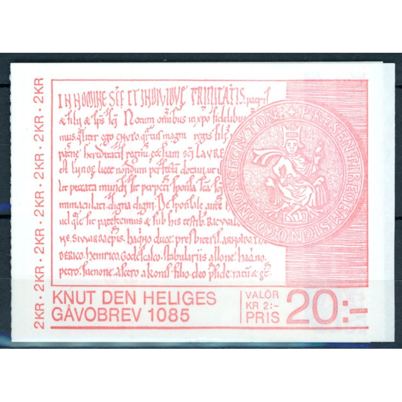 Sverige. 1985. Knud den Helliges gavebrev. AFA nr. 1318-19 Cv-Ch. postfrisk Stemplet hæfte FDC parstykkke SWEDEN **/o