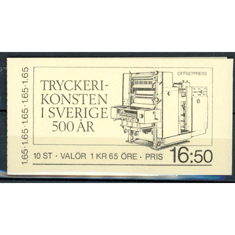 Sverige. 1983. Bogtrykkerkunstens indførelse, AFA nr. 1221-25 postfrisk stemplet  hæfte FDC parstykkke