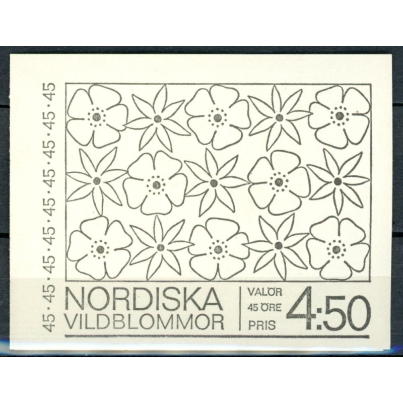 Sverige. 1968. Nordiske vilde blomster, 45 Øre. AFA nr. 611Co-615Cn ** hæfte/blok      postfrisk stemplet FDC st,
