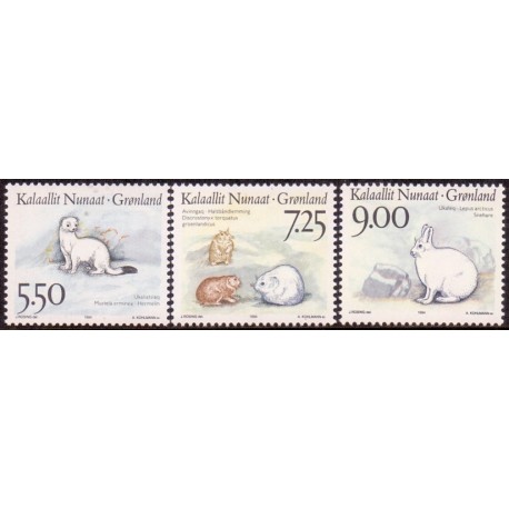 1994. 5,50-9,00 kr. Dyr i Grønland II. AFA nr. 251-3 postfrisk stemplet