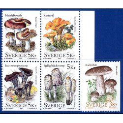 Sverige 1996. Svampe. AFA 1886-90, postfrisk stemplet  hæfte FDC