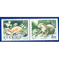 Sverige 1996. Vilde dyr. AFA 1855-56, postfrisk parstykke stemplet  hæfte FDC