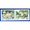 Sverige 1996. Vilde dyr. AFA 1855-56, postfrisk parstykke stemplet  hæfte FDC