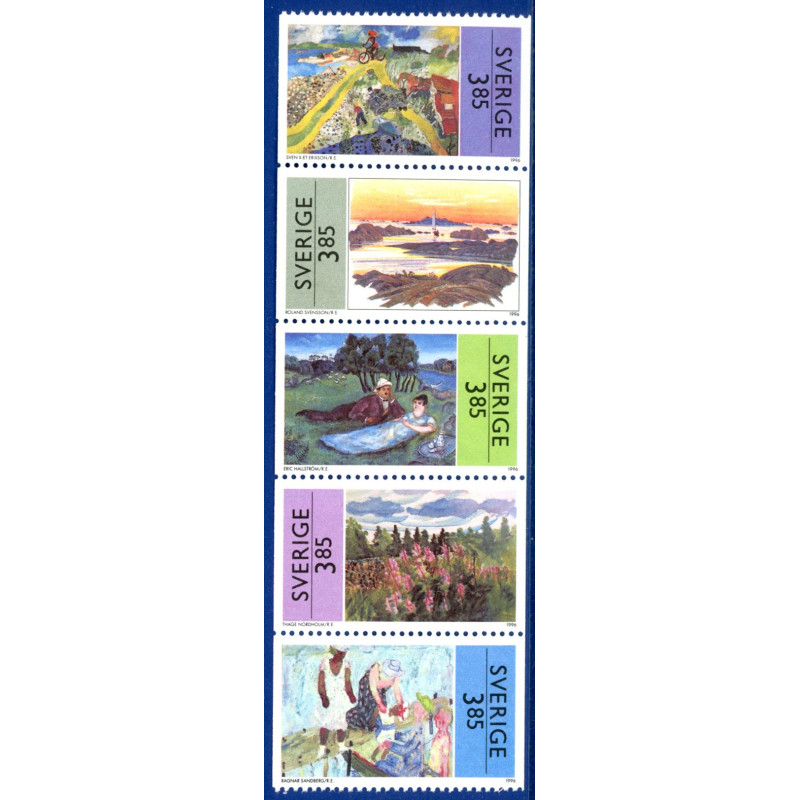 Sverige 1996. Sommermotiver. AFA 1873-77, postfrisk stemplet  hæfte FDC