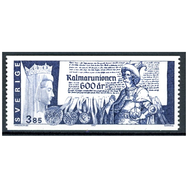 Sverige 1997. Kalmarunionen. AFA 1915 postfrisk stemplet  hæfte FDC