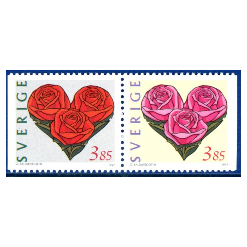Sverige 1997. Valentins dag. AFA 1910-11 postfrisk stemplet  hæfte FDC