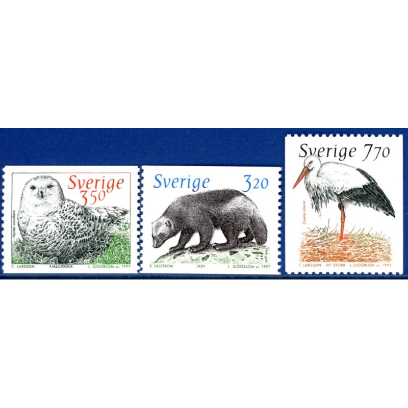 Sverige 1997. Nordiske dyr 1. AFA 1912-14 postfrisk stemplet  hæfte FDC