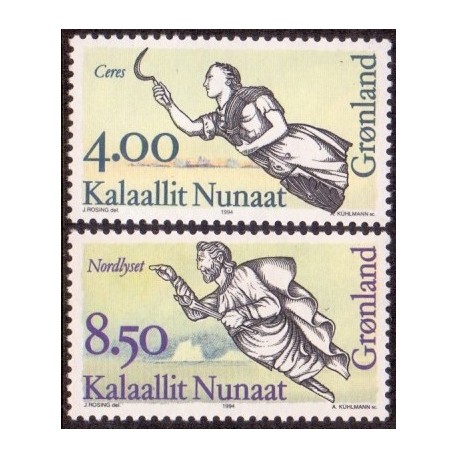 1994. 4,00-8,50 kr. Galionsfigurer I. AFA nr. 254-5 postfrisk stemplet