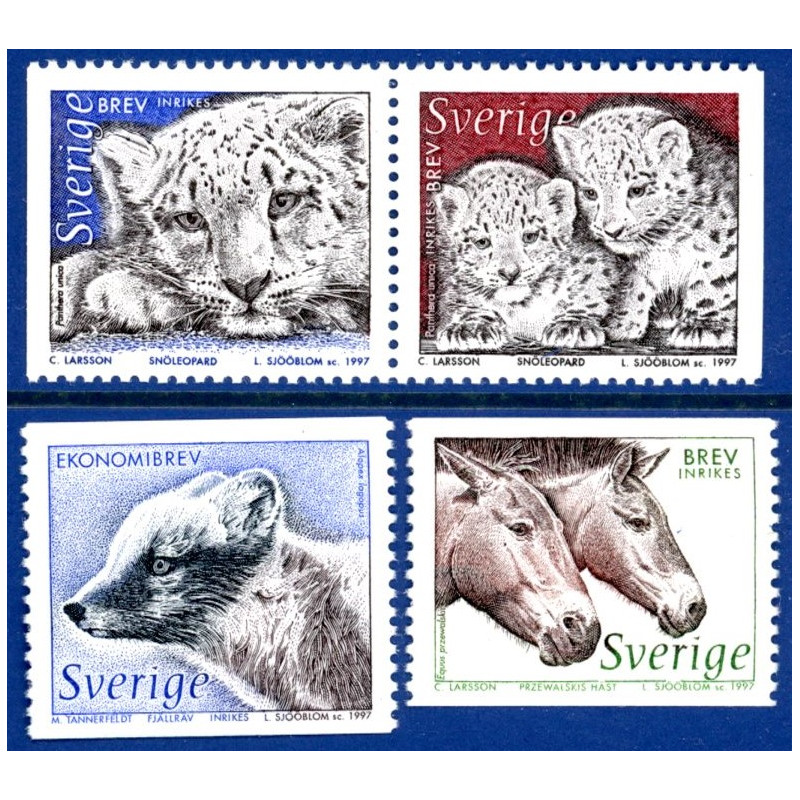 Sverige 1997. Nordiske dyr 2. AFA 1916-19 postfrisk stemplet  hæfte FDC