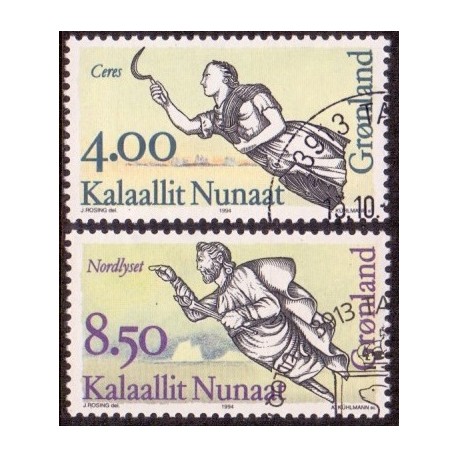 1994. 4,00-8,50 kr. Galionsfigurer I. AFA nr. 254-5 postfrisk stemplet