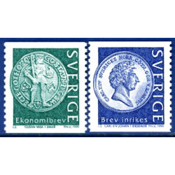 Sverige 1999. Mønter. AFA nr. 2021-22 postfrisk stemplet  hæfte FDC parstykkke