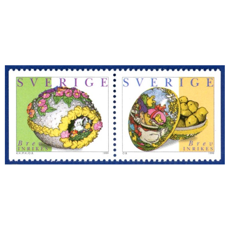 Sverige 1999. Påskefrimærker. AFA nr. 2023-4 postfrisk stemplet  hæfte FDC parstykkke