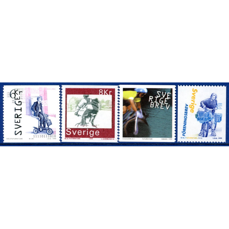 Sverige 1999. Cykler. AFA nr. 2046-49 postfrisk stemplet  hæfte FDC parstykkke