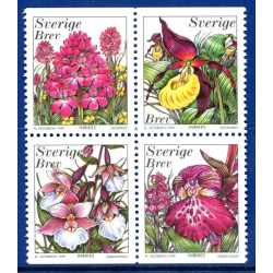Sverige 1999. Orkidéer. AFA nr. 2042-45 postfrisk stemplet  hæfte FDC parstykkke