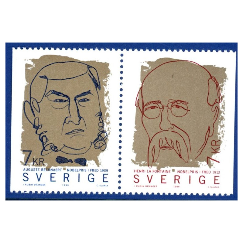 Sverige 1999. Nobelpristager. AFA nr. 2069-70 postfrisk stemplet  hæfte FDC parstykkke