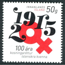 Island. 2015. Kvinders valgret. AFA nr. 1443 **                (o)  stemplet FDC