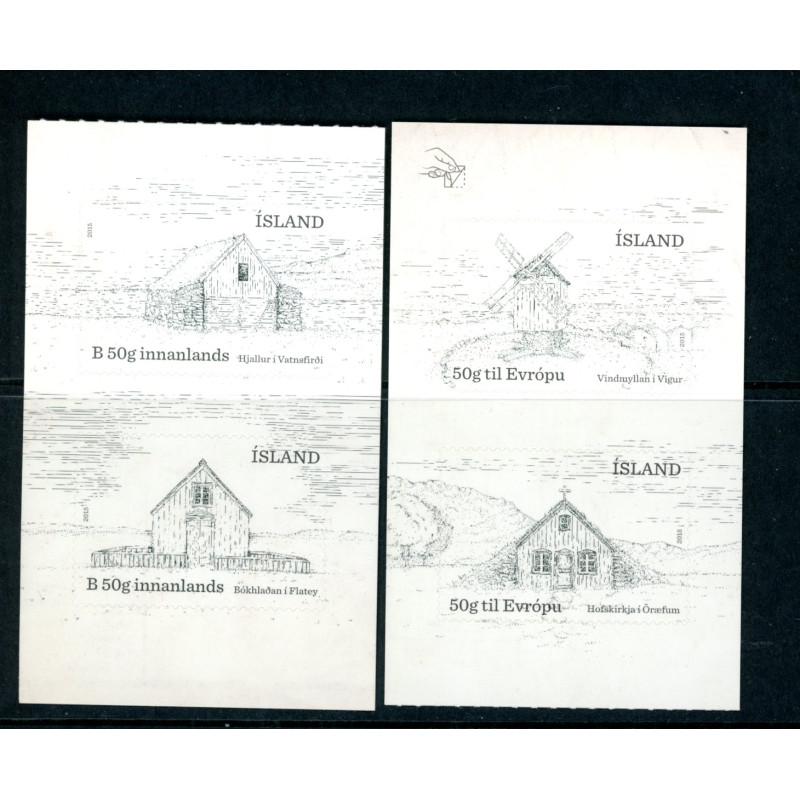 Island. 2015. Gamle bygninger. AFA nr. 1451-54 **             (o)  stemplet FDC