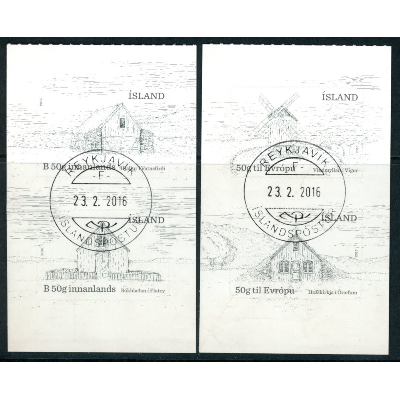 Island. 2015. Gamle bygninger. AFA nr. 1451-54 **             (o)  stemplet FDC