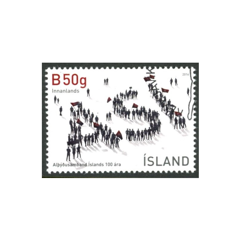 Island. 2016. 100-året for Islands fagforbund. AFA nr. 1462 **           (o)  stemplet FDC