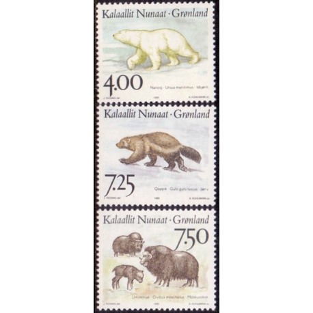 1995. 4,00-7,50 kr. Landdyr i Grønland III. AFA nr. 276-8 postfrisk stemplet