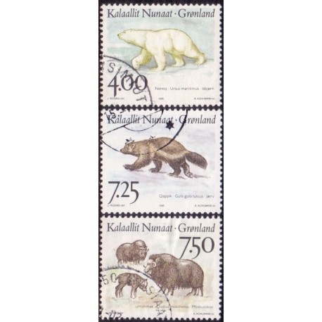 1995. 4,00-7,50 kr. Landdyr i Grønland III. AFA nr. 276-8 postfrisk stemplet