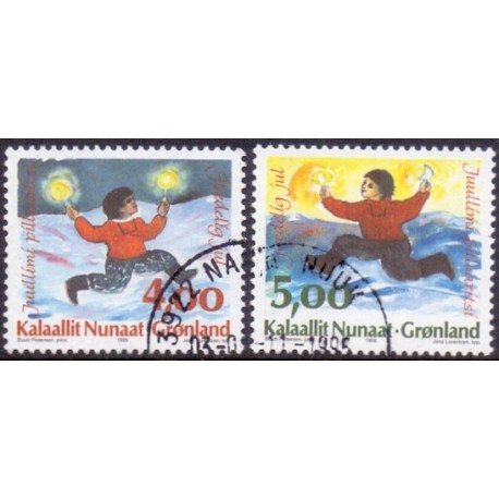 1995. 4,00-5,00 kr. Julefrimærker. AFA nr. 281-2 postfrisk stemplet