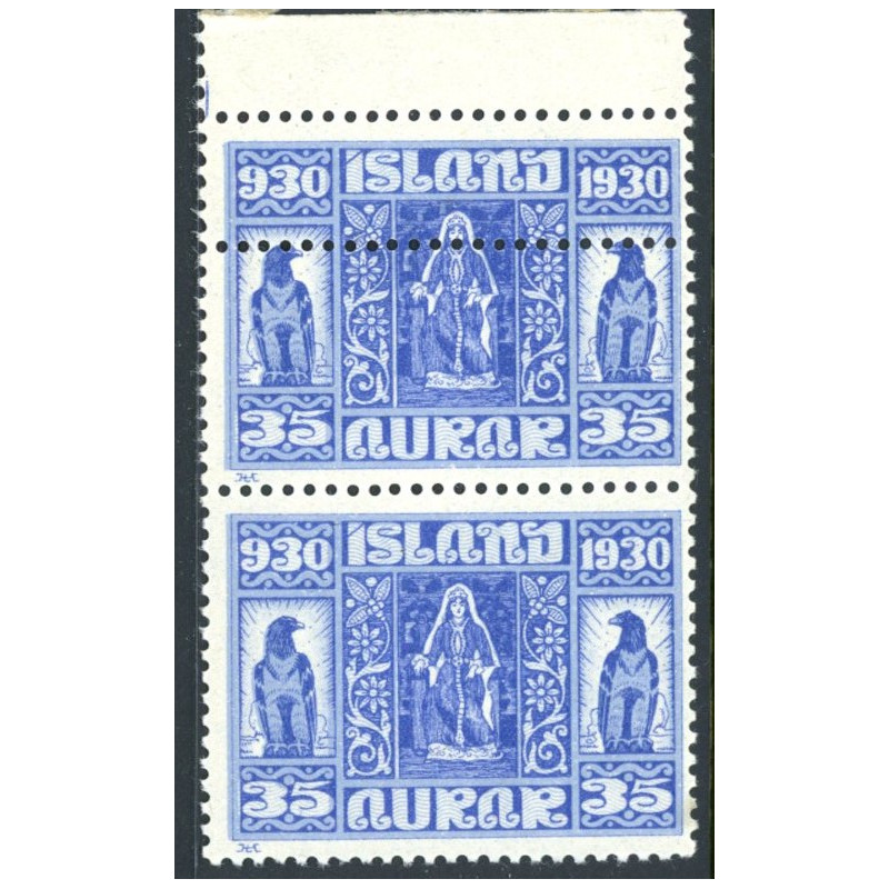 Island. 1930. Altinget 35 Aur, med ekstra perforring i mærker. AFA nr. 133 **