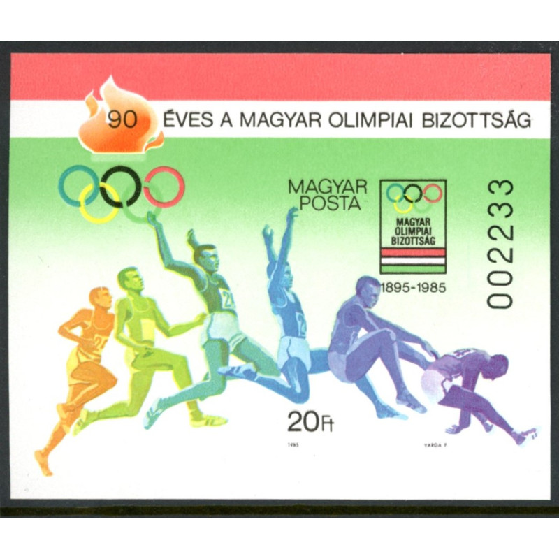 Ungarn. 1985. Olympisk jubilæum, miniark. AFA nr. 3620U **        (o)