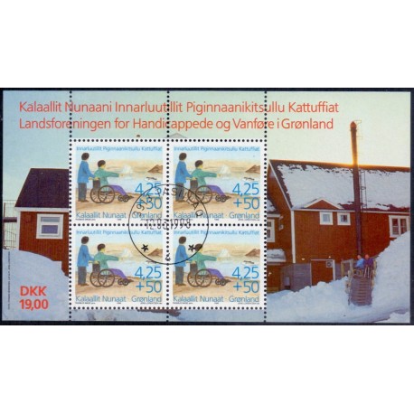 1996. 19,00 kr. Handicappede og Vanføre i miniark. AFA nr 297a, postfrisk stemplet