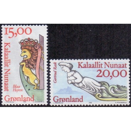 1996. 15,00-20,00 Kr. Galionsfigurer III. AFA nr. 298-9 postfrisk stemplet