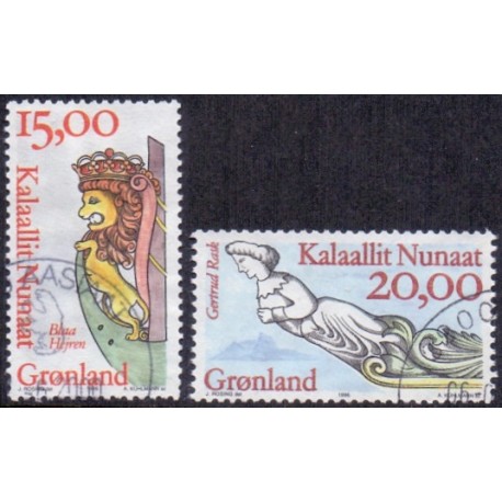 1996. 15,00-20,00 Kr. Galionsfigurer III. AFA nr. 298-9 postfrisk stemplet