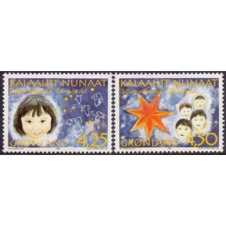 1996. 4,25-4,50 Kr. Julefrimærker fra frimærkehæfte. AFA nr. 300-01a postfrisk stemplet