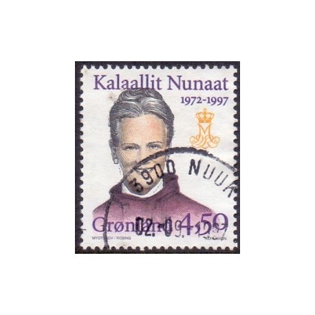 1997. 4,50 Kr. Dr. Margrethe 25 års jubilæum. AFA nr. 303 postfrisk stemplet