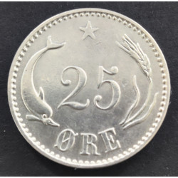 25 Øre. Chr. IX 1891 i en flot kvalitet for type og årstal.
