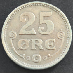 25 Øre. Chr. X. 1920 i en middelgod kvalitet for type og årstal.