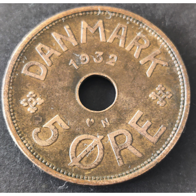 5 Øre. Chr. X. 1932 i en flot kvalitet for type og årstal.