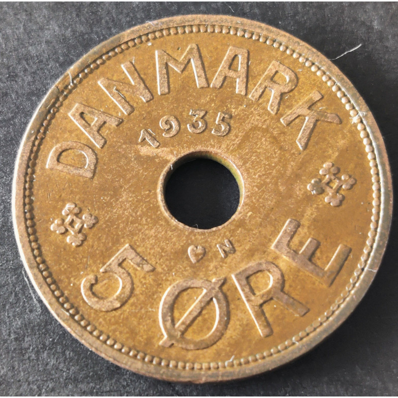 5 Øre. Chr. X. 1935 i en flot kvalitet for type og årstal.
