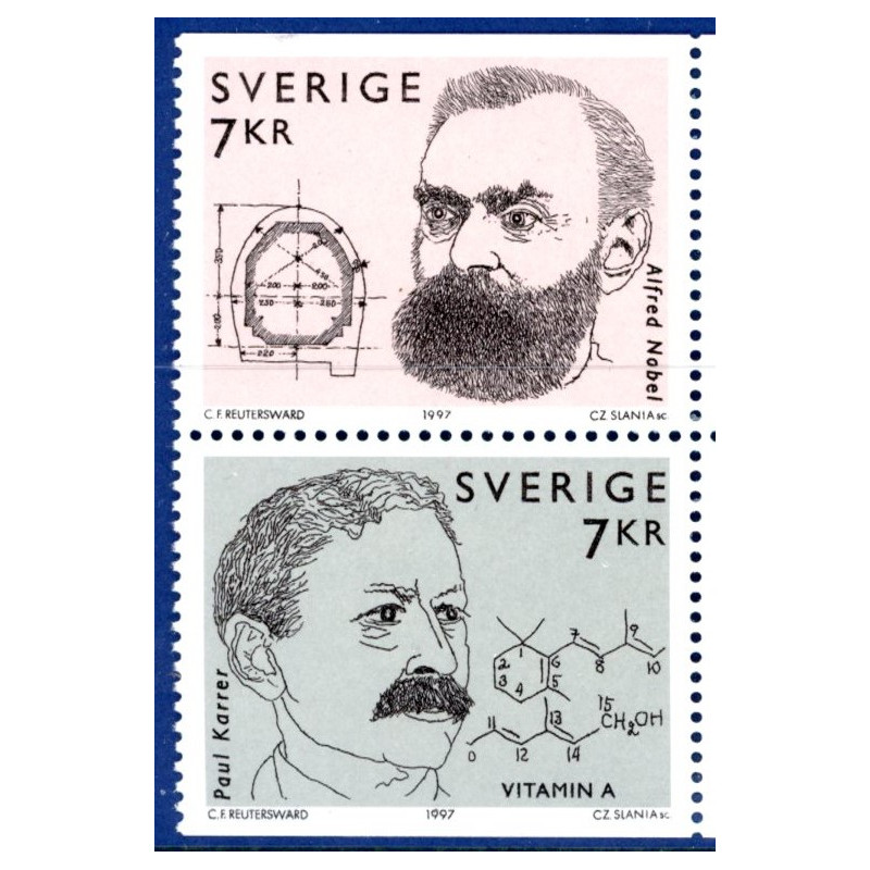 Sverige 1997. Nobel-prisen 1997. AFA nr. 1953-54 postfrisk stemplet  hæfte FDC