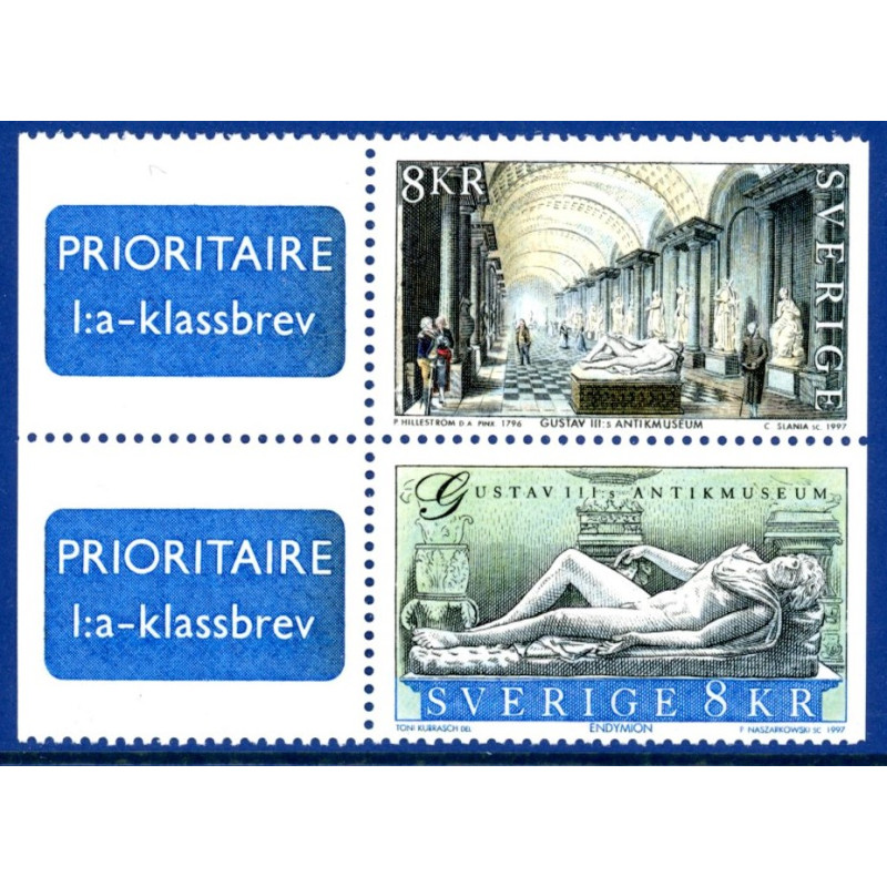 Sverige 1997. Gustav III antikmuseum. AFA nr. 1945-6 postfrisk stemplet  hæfte FDC