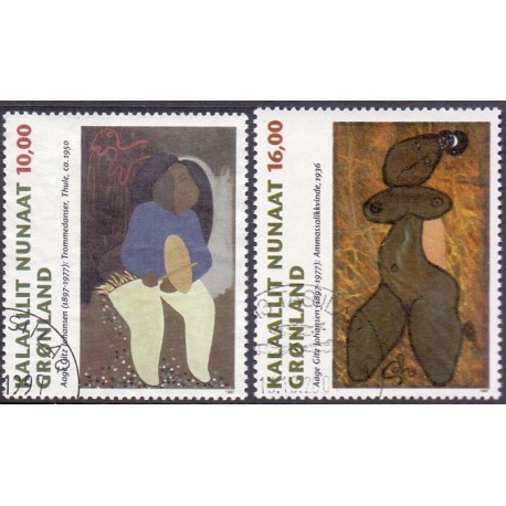 1997. 10,00-1600 Kr. Grønlandske kunsterne.  AFA nr. 315-6 postfrisk stemplet